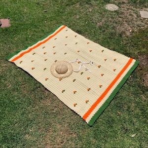 Carrot Cake Cream Carrot Print Crocheted Afghan~